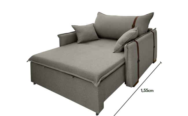 Poltrona Sofá Cama Valence Premium 110cm SoftGel D33  Linho  Cinza Escuro Poltrona Sofá Cama Valence Premium 110cm SoftGel D33  Linho  Cinza Escuro