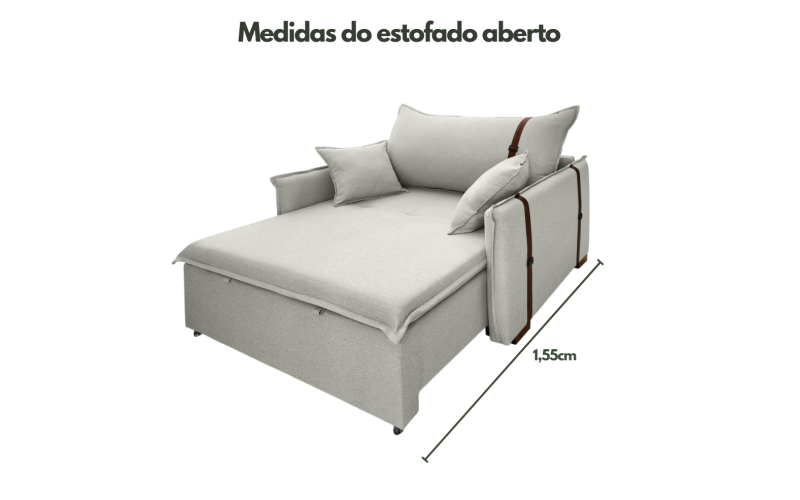 Poltrona Sofá Cama Valence Premium 110cm SoftGel D33  Linho Palha Poltrona Sofá Cama Valence Premium 110cm SoftGel D33  Linho Palha