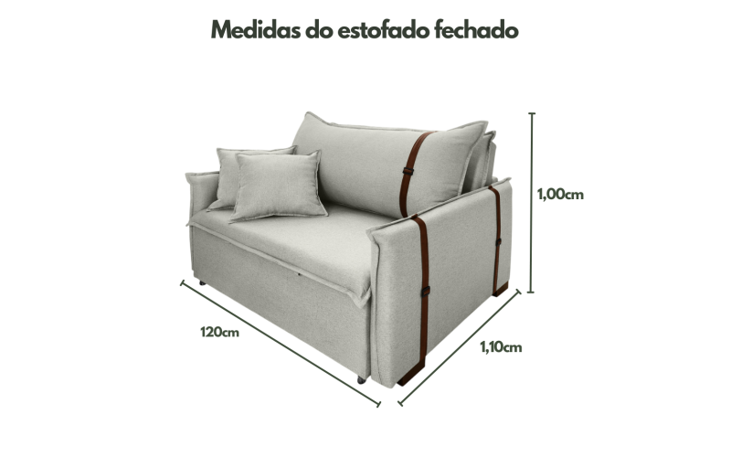 Poltrona Sofá Cama Valence Premium 120cm SoftGel D33  Linho Palha Poltrona Sofá Cama Valence Premium 120cm SoftGel D33  Linho Palha