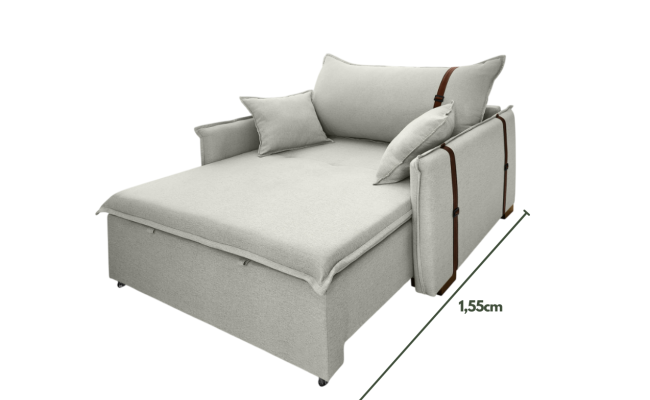Poltrona Sofá Cama Valence Premium 120cm SoftGel D33  Linho Palha Poltrona Sofá Cama Valence Premium 120cm SoftGel D33  Linho Palha