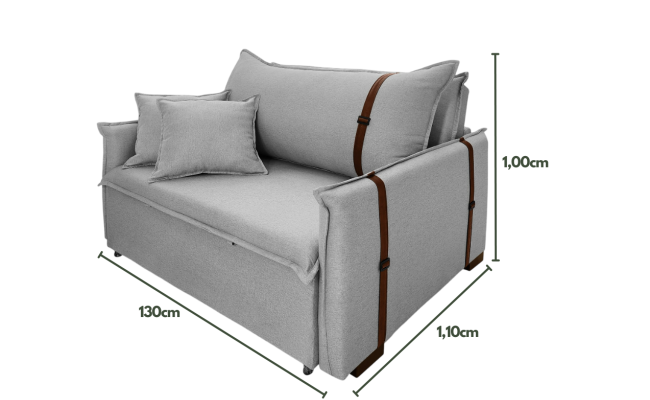 Poltrona Sofá Cama Valence Premium 130cm SoftGel D33  Linho Cinza Claro Poltrona Sofá Cama Valence Premium 130cm SoftGel D33  Linho Cinza Claro