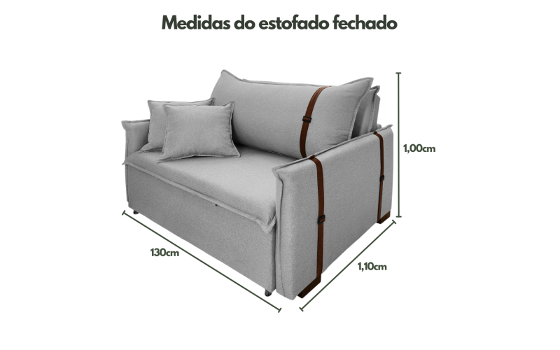 Poltrona Sofá Cama Valence Premium 130cm SoftGel D33  Linho Cinza Claro Poltrona Sofá Cama Valence Premium 130cm SoftGel D33  Linho Cinza Claro