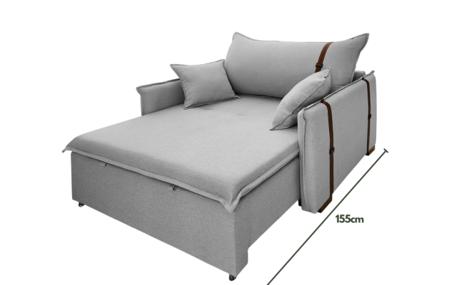 Poltrona Sofá Cama Valence Premium 140cm SoftGel D33  Linho Cinza Claro Poltrona Sofá Cama Valence Premium 140cm SoftGel D33  Linho Cinza Claro