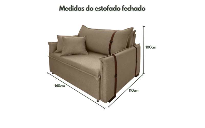 Poltrona Sofá Cama Valence Premium 140cm SoftGel D33  Linho Marrom Poltrona Sofá Cama Valence Premium 140cm SoftGel D33  Linho Marrom