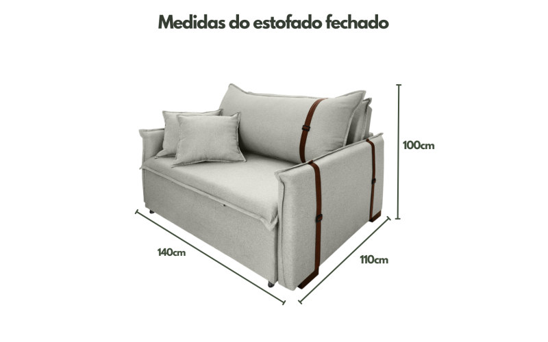 Poltrona Sofá Cama Valence Premium 140cm SoftGel D33  Linho Palha Poltrona Sofá Cama Valence Premium 140cm SoftGel D33  Linho Palha