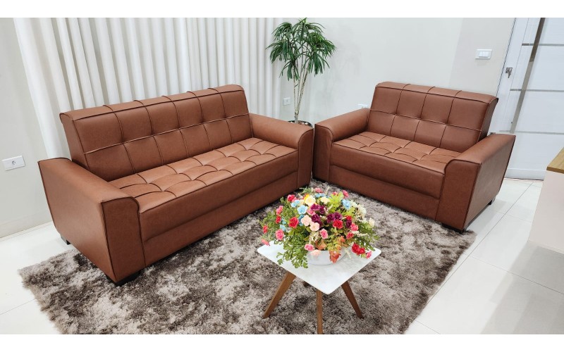 Conjunto Melina 2 e 3 Lugares em Couro Ecológico | Estilo Estofados