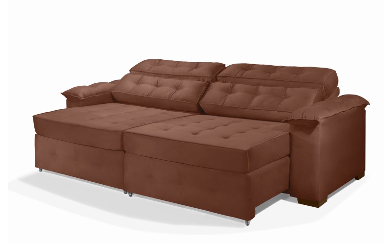 Sofá Retrátil e Reclinável 2,30m ESTILO ESTOFADOS - PARIS 2 módulos com Velusoft D33 "TERRACOTA" Sofá Retrátil e Reclinável 2,30m ESTILO ESTOFADOS - PARIS 2 módulos com Velusoft D33 "TERRACOTA"