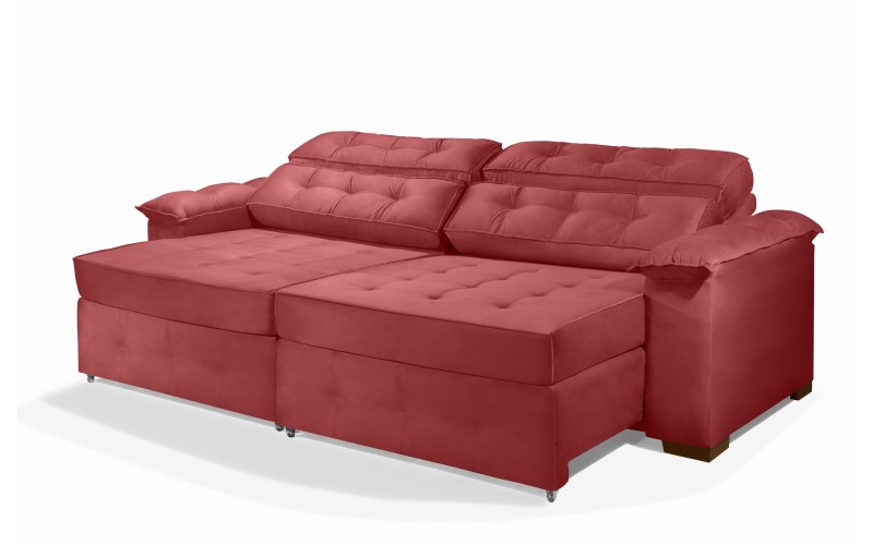 Sofá Retrátil e Reclinável 2,70m ESTILO ESTOFADOS - PARIS 2 módulos com Velusoft D33 "VERMELHO" Sofá Retrátil e Reclinável 2,70m ESTILO ESTOFADOS - PARIS 2 módulos com Velusoft D33 "VERMELHO"