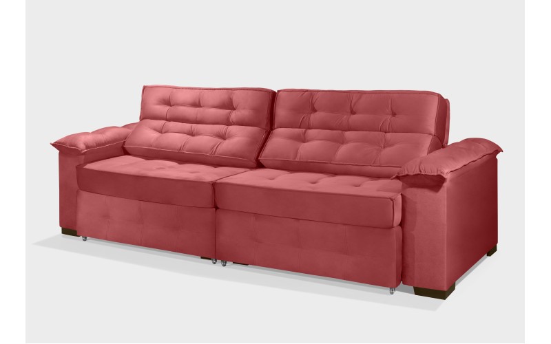 Sofá Retrátil e Reclinável 2,70m ESTILO ESTOFADOS - PARIS 2 módulos com Velusoft D33 "VERMELHO" Sofá Retrátil e Reclinável 2,70m ESTILO ESTOFADOS - PARIS 2 módulos com Velusoft D33 "VERMELHO"