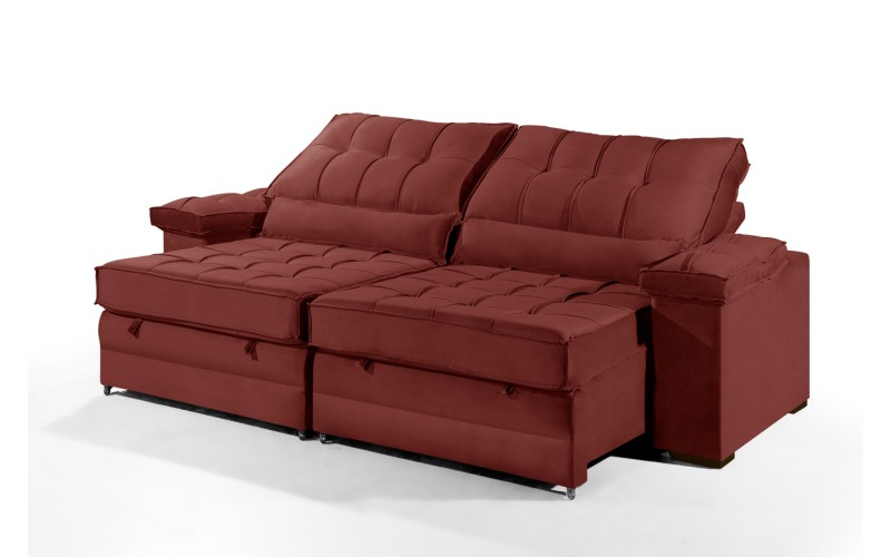 Sofá Retrátil Reclinável TOGO 2,50m ESTILO ESTOFADOS - França Velusoft COR "VERMELHO" Sofá Retrátil Reclinável TOGO 2,50m ESTILO ESTOFADOS - França Velusoft COR "VERMELHO"