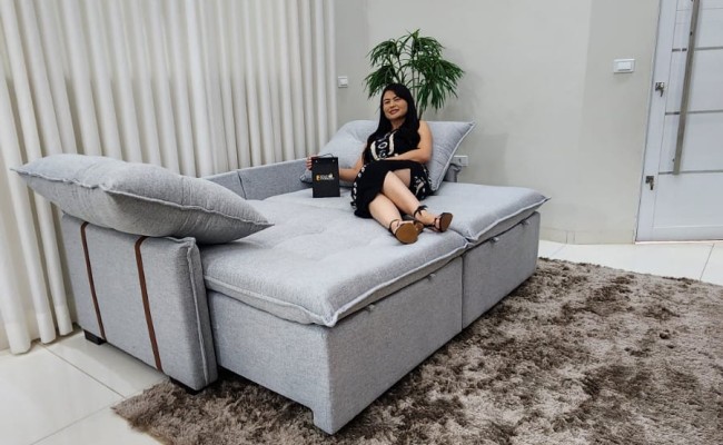Sofá Valence Slim sem Caixa Premium 2.20m SoftGel 33  Linho Cinza Claro