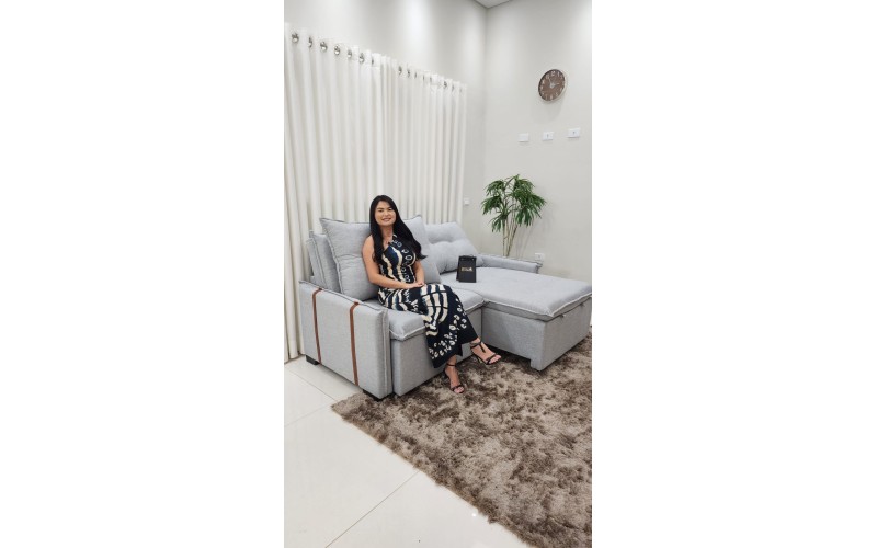 Sofá Valence Slim sem Caixa Premium 2.00m SoftGel 33  Linho Cinza Claro