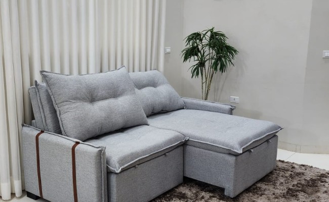 Sofá Valence Slim sem Caixa Premium 2.40m SoftGel 33  Linho Cinza Claro