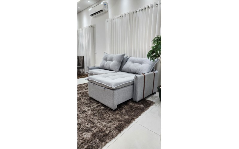 Sofá Valence Slim sem Caixa Premium 2.00m SoftGel 33  Linho Cinza Claro