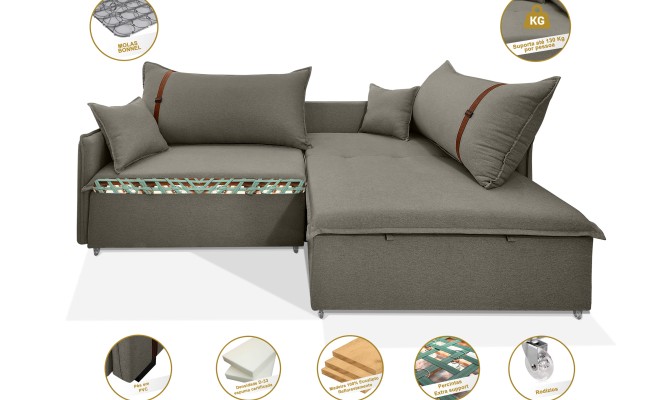 Sofá Valence Slim sem Caixa Premium 2.40m SoftGel 33  Linho Cinza
